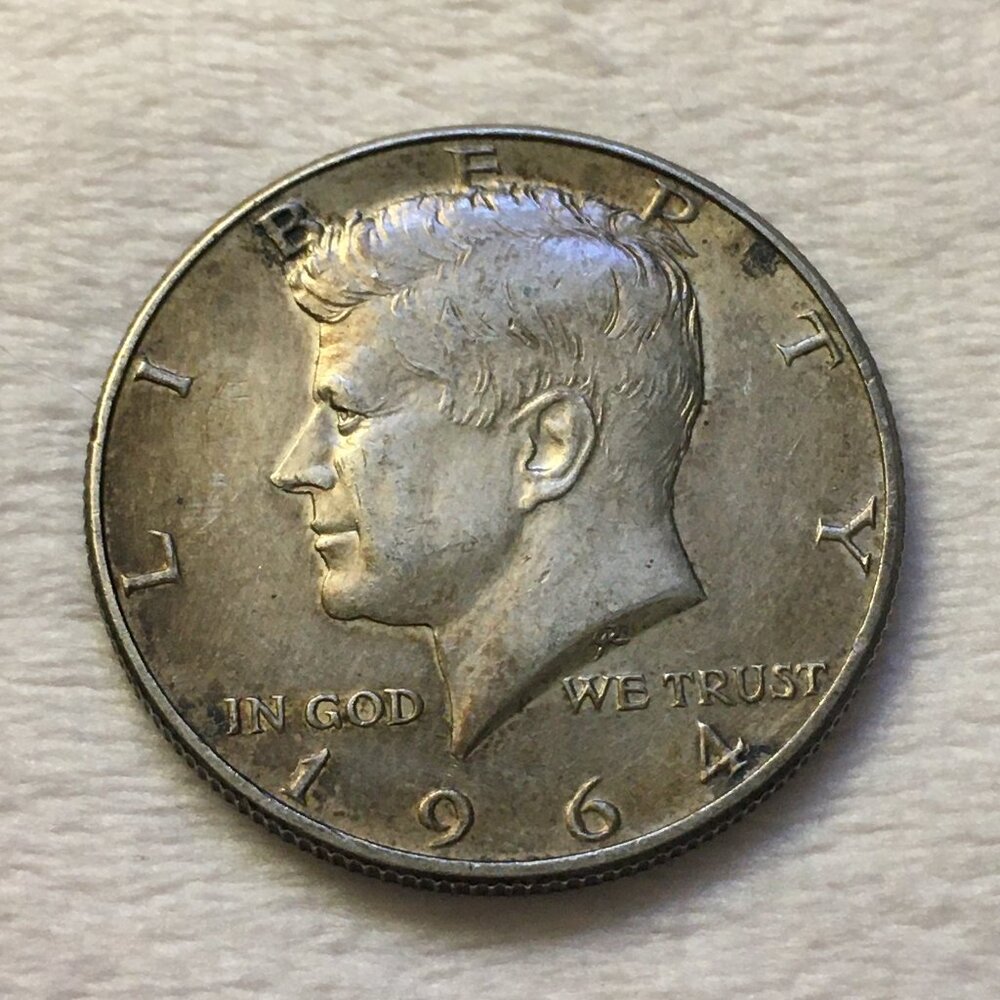 1964-D Kennedy Half Dollar 90% Silver Denver Mint US Coin 50c Vintage